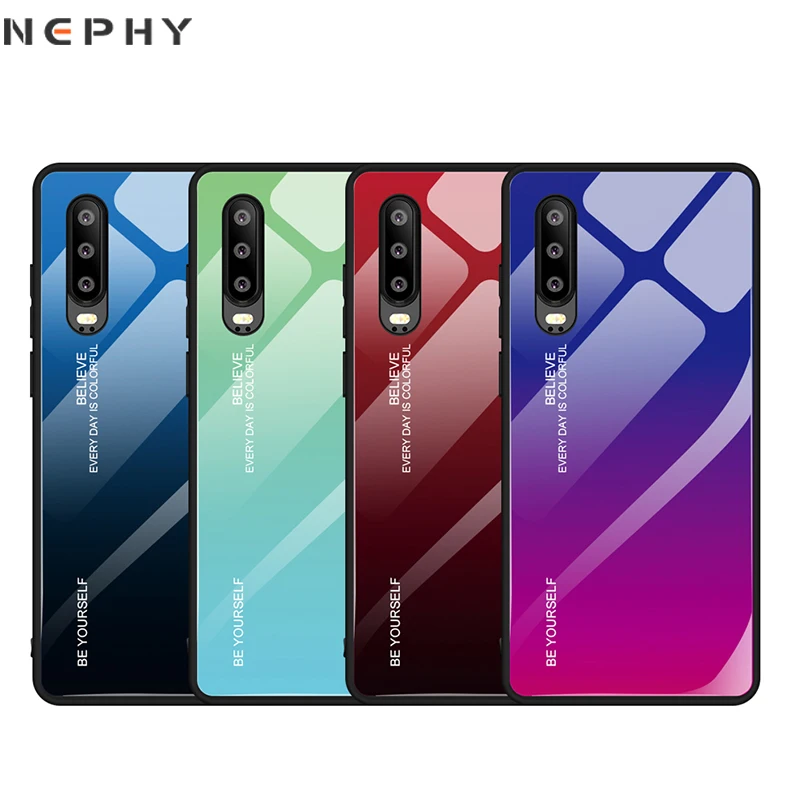 Чехол из закаленного стекла для Huawei P20 Lite P30 Mate 10 Pro 20 P Smart Honor 9 роскошный цветной