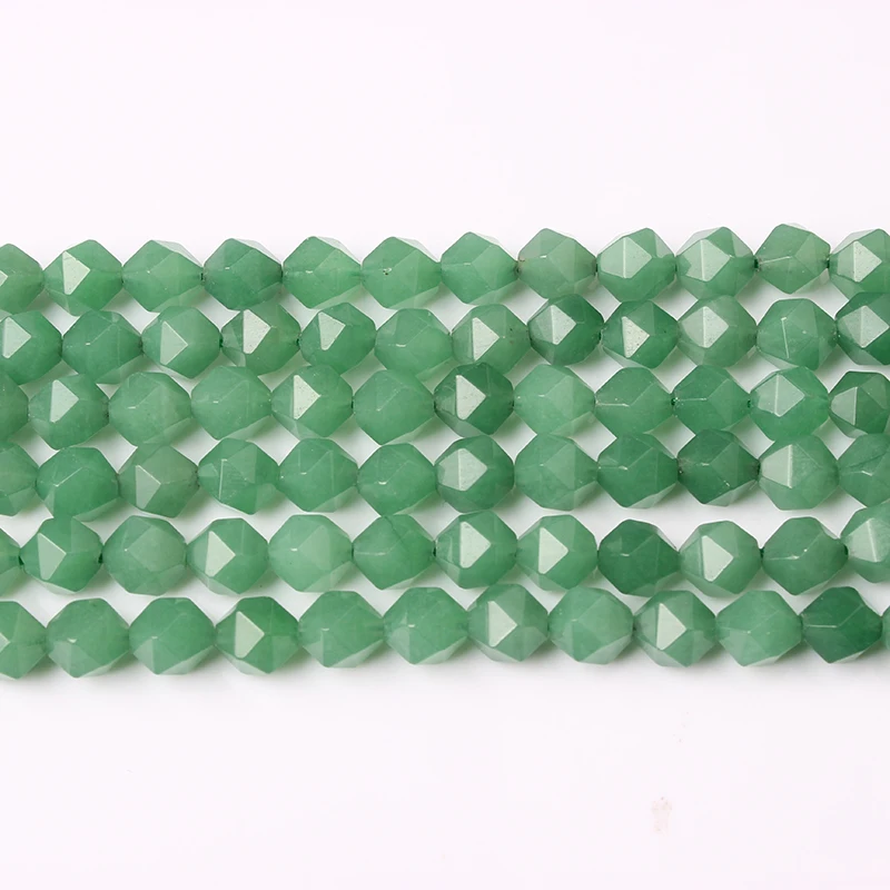 

LanLi 8mm fashion natural Jewelry faceted green aventurine stones Loose beads DIY bracelet Necklace Stud earrings accessories