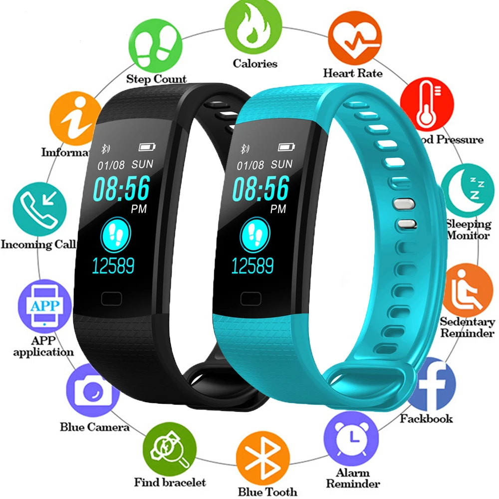 

2019 New Y5 Smart Band Heart Rate Tracker Fitness Tracker Y5 Smartband Smart Bracelet Waterproof Smart Wristband Smart Watch Men