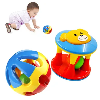

2Pcs New Baby Rattles Plastic Hand Shake Jingle Ball Ring Early Educational Toy