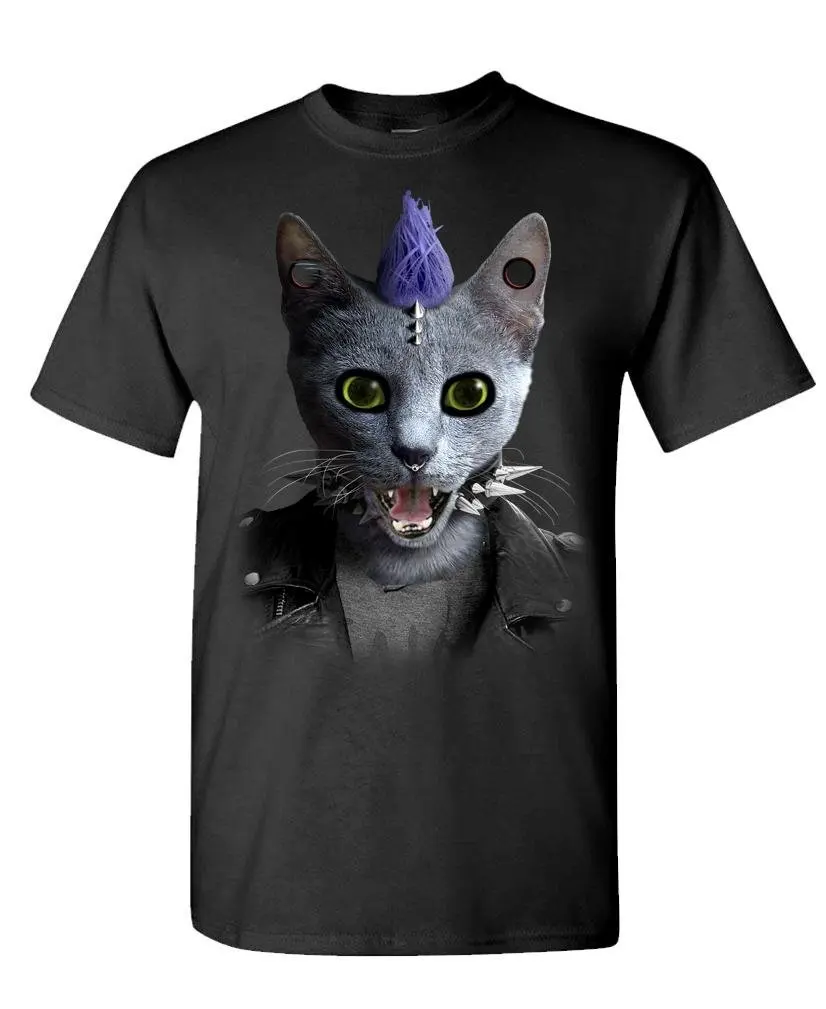 

Punk Rock CAT - Music Goth roll Mohawk gage - Mens Cotton T-Shirt