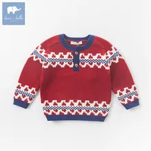 DB5898 dave bella/осенний Рождественский красный хлопковый пуловер для маленьких мальчиков, Свитер Милая одежда детский вязаный свитер