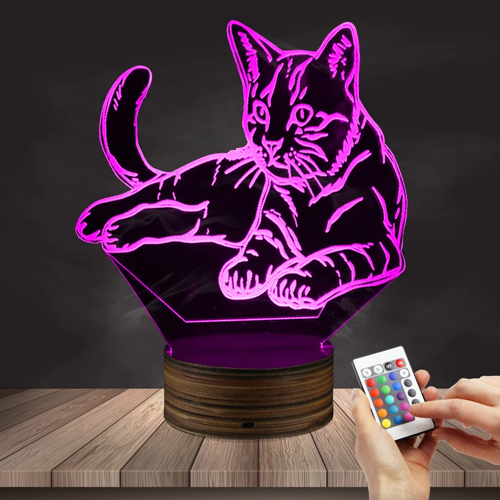 1Piece Kitty Cat Night Lamp Cat Nursery Lamp Sweet Multicolored LED