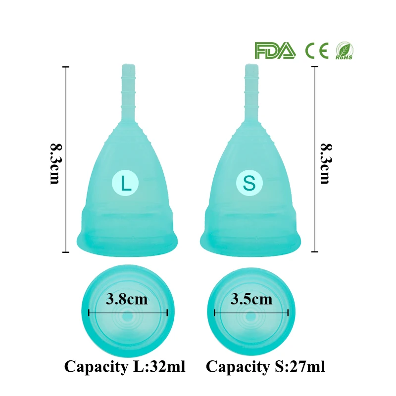 2 шт.(S+ L) менструальная чаша медицинский Класс силиконовая Женская чашка Кубок менструальная чаша для женской гигиены для женщин чашки лучше, чем колодки менструальная чаша