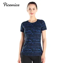 Picemice/женские футболки для йоги с коротким рукавом, дышащие футболки для упражнений, быстросохнущие футболки Для Бега Спортзала занятий спортом