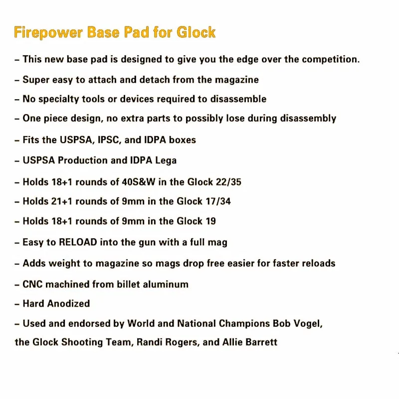 WIPSON новый на станке журналы база Pad комплект для GLOCK USPA IPSC МАОСП CS Airsoftsports Бесплатная доставка