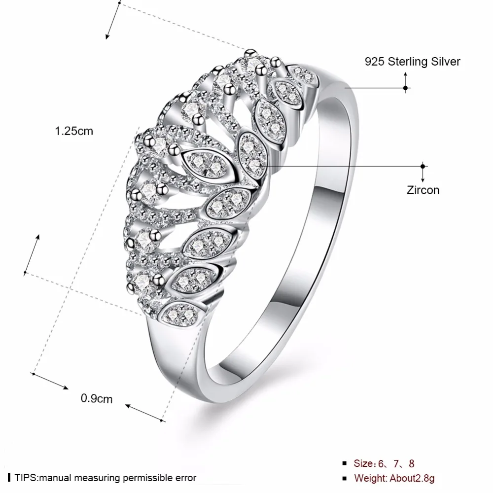 Винтажное дизайнерское изысканное ювелирное 925 пробы Серебряное кольцо с короной для женщин, свадебные ювелирные изделия, полное прозрачное обручальное кольцо с бриллиантом