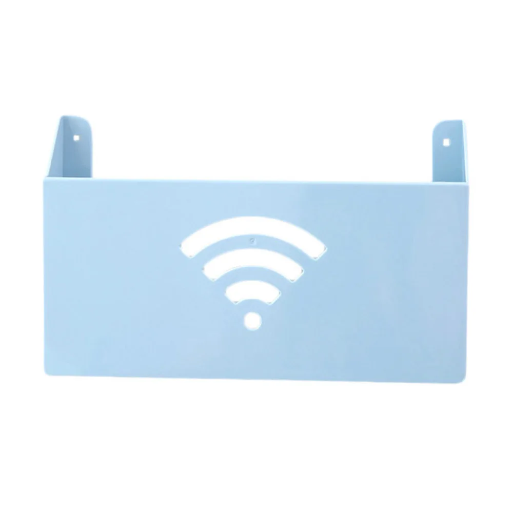 Креативный практичный домашний маленький размер настенный WiFi роутер ящики полки для хранения пластиковая коробка Wifi коробка для хранения Органайзер - Цвет: Синий