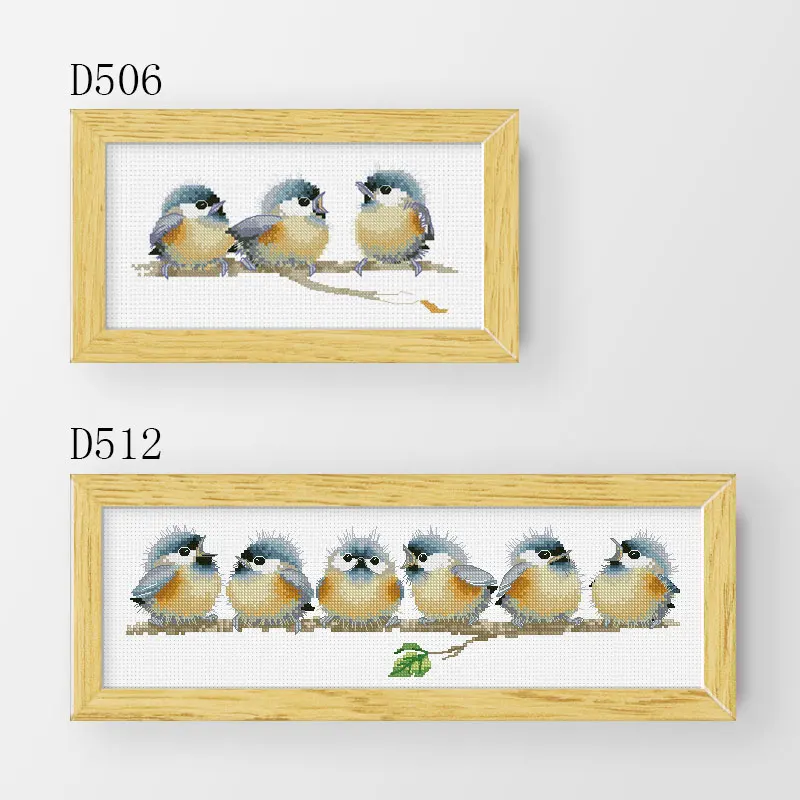 

Fishxx Cross Stitch Kit D506-512 Branch Small Nestling Row Singing Animal Handmade Home Embroidery