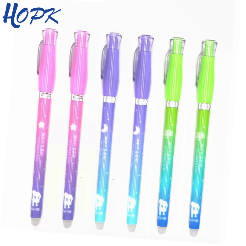 

3 Pcs/ Set Cute Star Moon Erasable Pen Handle 0.38mm Blue/Black Ink Gel Pen Rod for School Office Supplies Tool Stationery