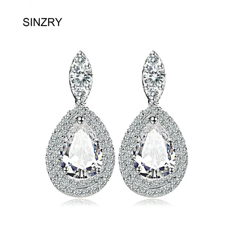 

SINZRY Popular Luxury bridal cubic zircon brilliant earring CZ Crystal wedding waterdrop Dangle Earrings