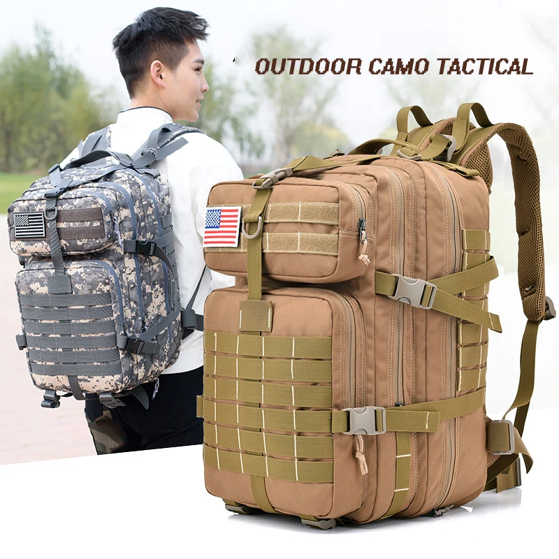 

50L Men Army Military Tactical Backpack Nylon Waterproof Outdoor Sport Hiking Camping Hunting 3D Mollen Rucksack Bags For Male