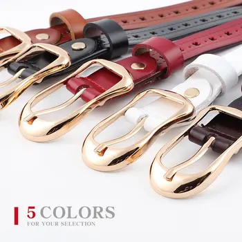 

Women Belt Cow Leather Hollow Out Alloy Buckle Waist Belts for Jeans Pants LL@17