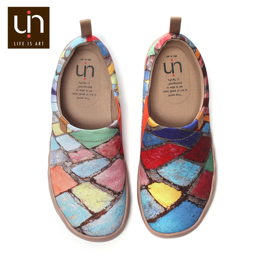

UIN Time Legacy Design Mixed Colors Painted Canvas Shoes Women/Men Slip-on Travel Shoes Comfort Walking Shoes Soft & Lightweight