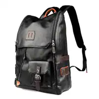 UIYI ブランドの男性は Pu レザー黒リュック女性デュアルジッパーフリップメンズ Mochila 大サッチェルリュックサックバッグ 150004