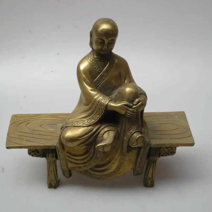 

Art Collection Brass Carved Chinese Tang Dynasty monk Sculpture /Monk statue