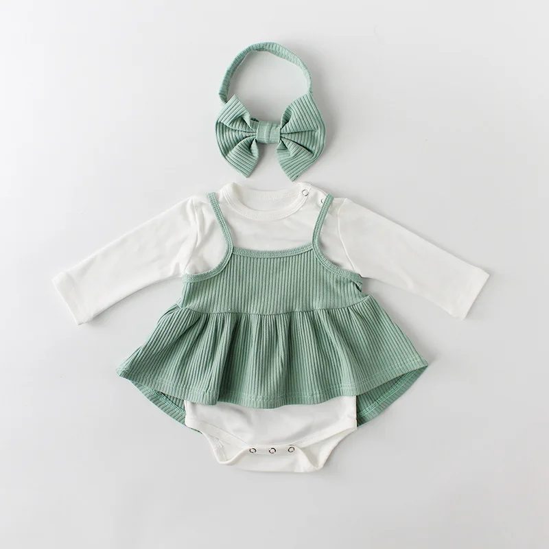 MILANCEL/Коллекция года, одежда для маленьких девочек хлопковый комплект одежды для малышей, платье и повязка на голову, комплект одежды из 3 предметов для маленьких девочек, подарок для малышей