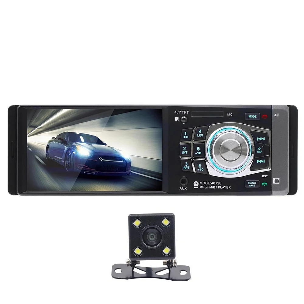 

Car MP5 Multimedia Player 4.1 inch HD Stereo Audio Radio Vehicle-mounted Bluetooth FM Remote Control With Rear View Camera