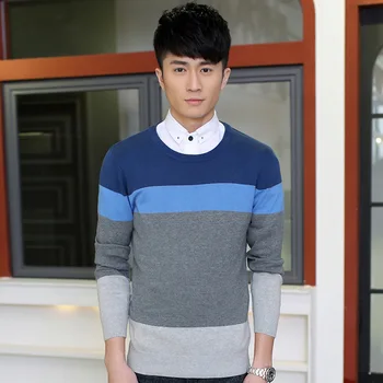 

2018 men sweater, men's round neck collar, knitted bottom line, men's long sleeves.