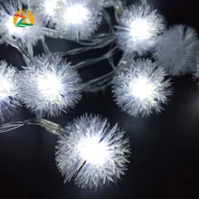 40LED 4M Battery LED String Snowball Pompon Lover’s Day Light Wedding Parties Decoration String Lights Holiday Decor. Supplies
