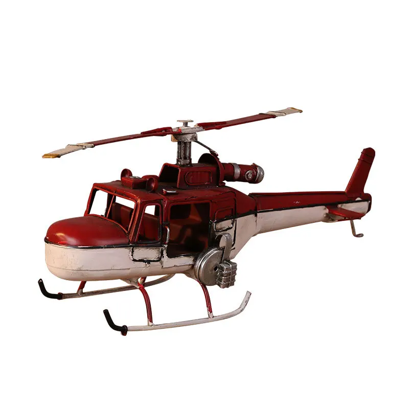 

Creative Metal Iron Helicopter Model Crafts Armed Helicopter Miniature Figurines Antique Home Decor for Kids Birthday Gifts