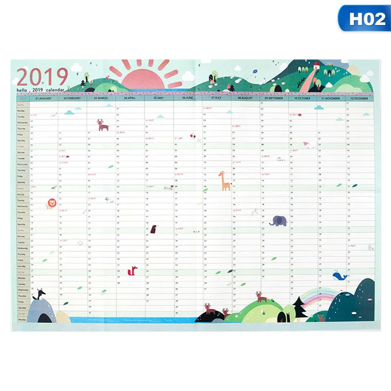 2019 Year 365days Paper Wall Calendar Office School Daily Planner Notes