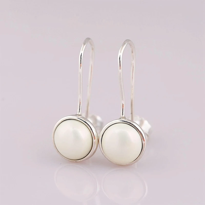 

2019 Autumn NEW 925 Sterling Silver Original Pearl Pan EarringsFor Women Charm Wedding FineGift Jewelry