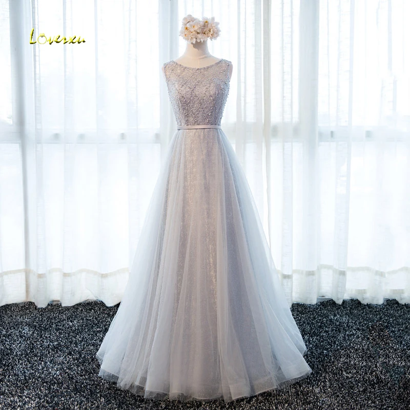 

Loverxu New Romantic Scoop Neck Long Princess Evening Dress 2019 Beaded Lace Celebrity Dress Formal Party Gown Vestido de Festa