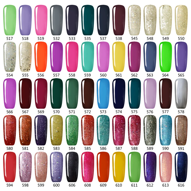 12 Pcs ibdgel Gel Nail Polish Glitter 610 Color Pretty UV Gel Polish Nail Art Manicure 15ml Varnish Lacquer Soak Off Gel Polish