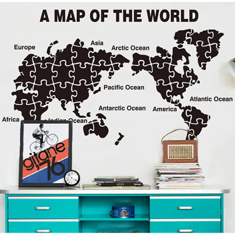 

New DIY Acrylic Wall Sticker Map of the World Puzzle Design Stickers Home Decorations