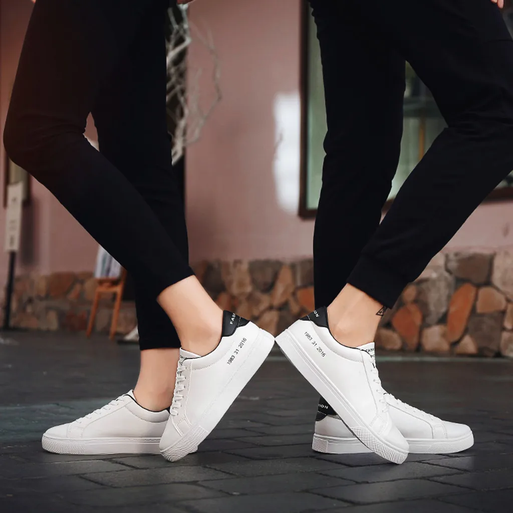 Новые весенние белые туфли на шнуровке для тенниса Женская однотонная обувь из искусственной кожи повседневная женская обувь кроссовки#3