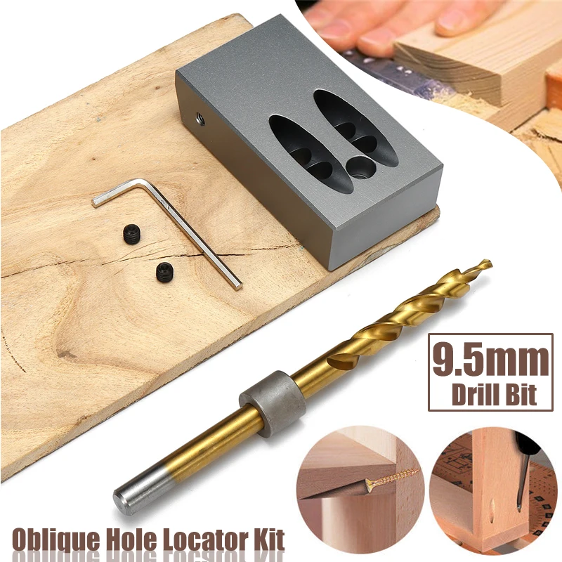 

Pockets Hole Jig Kit System Mini Wood Jig Step Drill Bit 9.5mm DIY woodworking tools