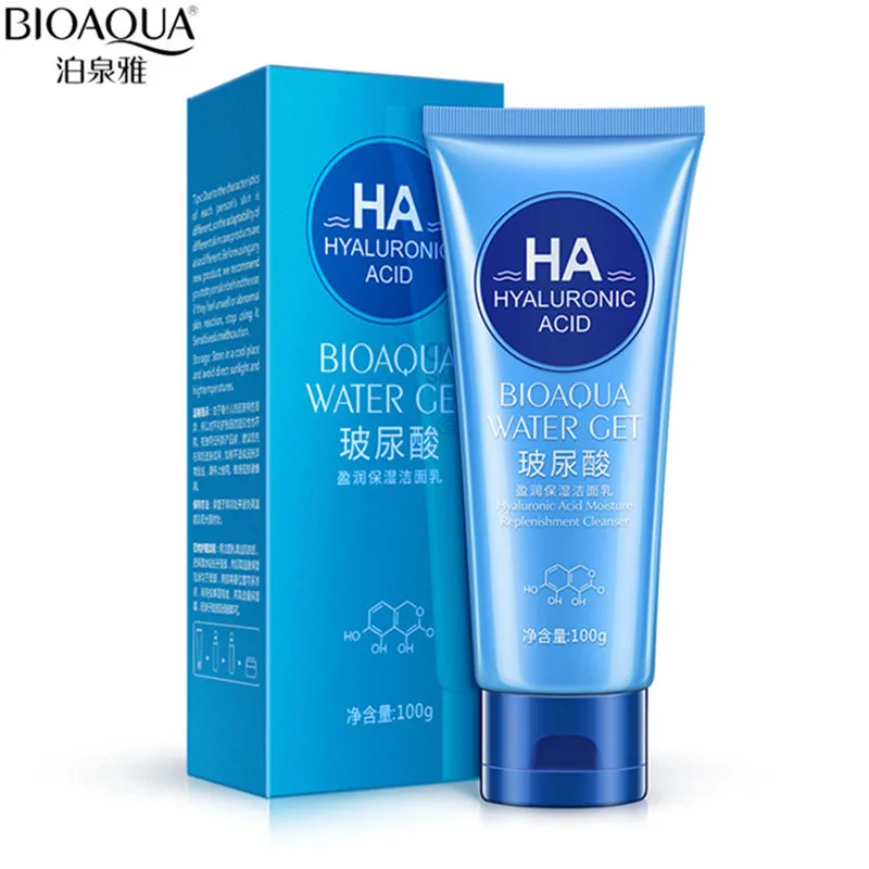 BIOAQUA Hyaluronic Acid Facial Cleanser Rich Foaming Cleansing Moisturizing Oil Control Hydrating Face Skin Cleansing Care 1