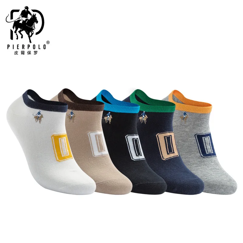 Высокое качество модная обувь на каблуке 10 шт = 5 пар/лот бренд Pier Polo Повседневное хлопковые носки Бизнес вышивка Для мужчин носки от производителя; - Цвет: G15 mix 5 colors