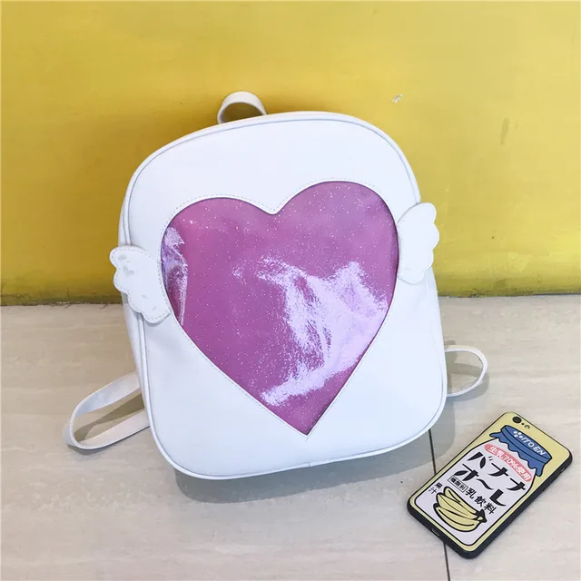 MSMO 'Ita-bag' Glitter Clear Flap Wing Backpack Japan Harajuku Girls Kawaii Bling Transparent Love School Bag Gift 4