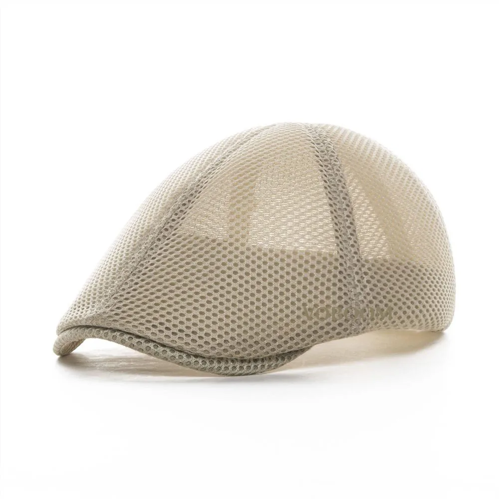 

VOBOOM Summer Men Mesh Net Hat Airy 6 Panel Flat Cap Women Newsboy Caps Lightweight Breathable Beret Sun Protection Headgear 125