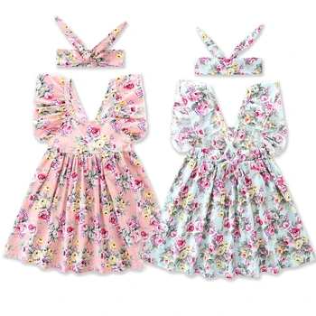 

2018 Summer New Baby Girl cotton Dress Floral Dress Toddler Girls Summer Clothing Sleeveless kids Dress Floral Sundress