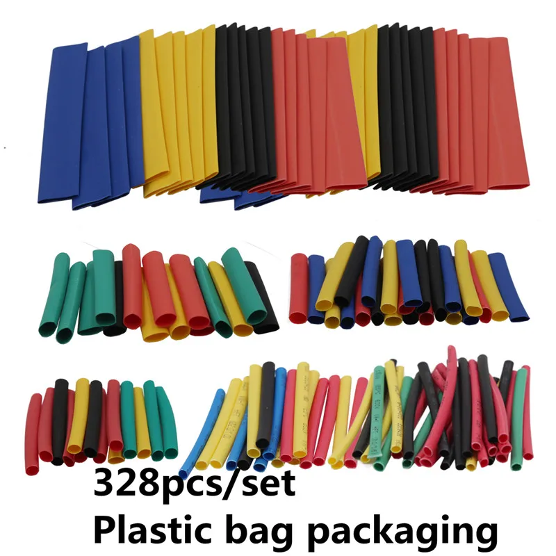127/164/328/530pcs/set Assorted Heat Shrink Tube Black/Colorful Wire