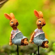 Миниатюрные из полимерной смолы кролик Садоводство плагин-в украшения сада на открытом воздухе