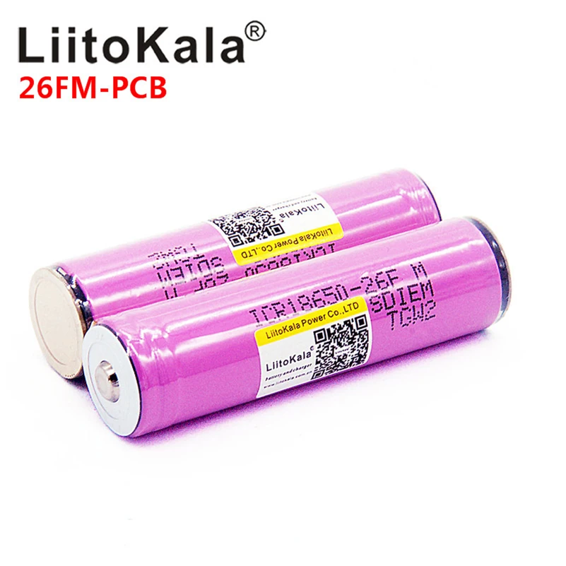 

2pcs protected new original Liitokala 18650 2600mah battery ICR18650 - 26F M Li lon rechargeable with PCB