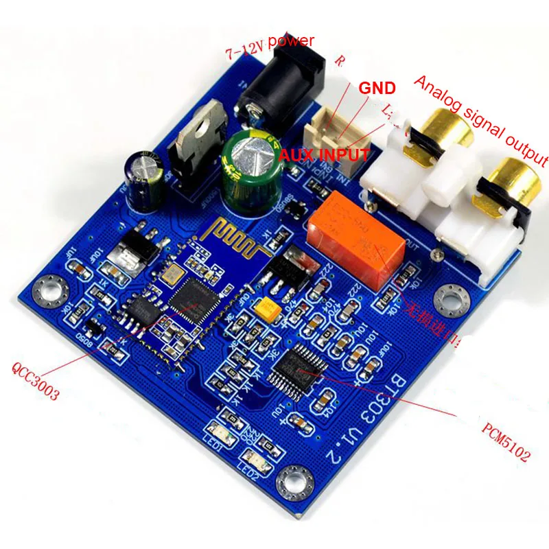 QCC3003 Bluetooth 5.0 Module With PCM5102 DAC Support A2DP ,AVRCP,HFP,AAC,I2S For Amplifier DC12V