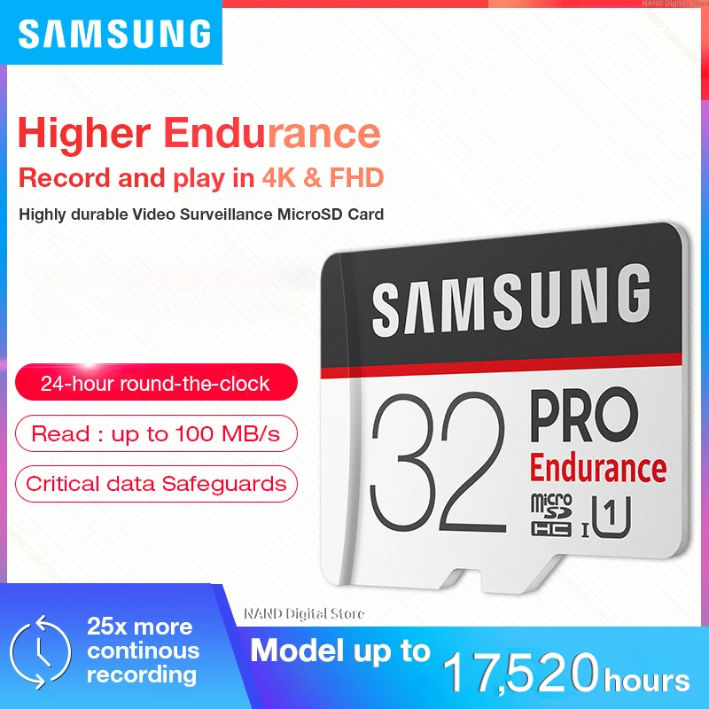 Карта памяти SAMSUNG PRO Endurance 128 Гб 64 ГБ 32 ГБ скорость чтения до 100 Мб microSDXC/SDHC класс 10 Micro SD карта для наблюдения