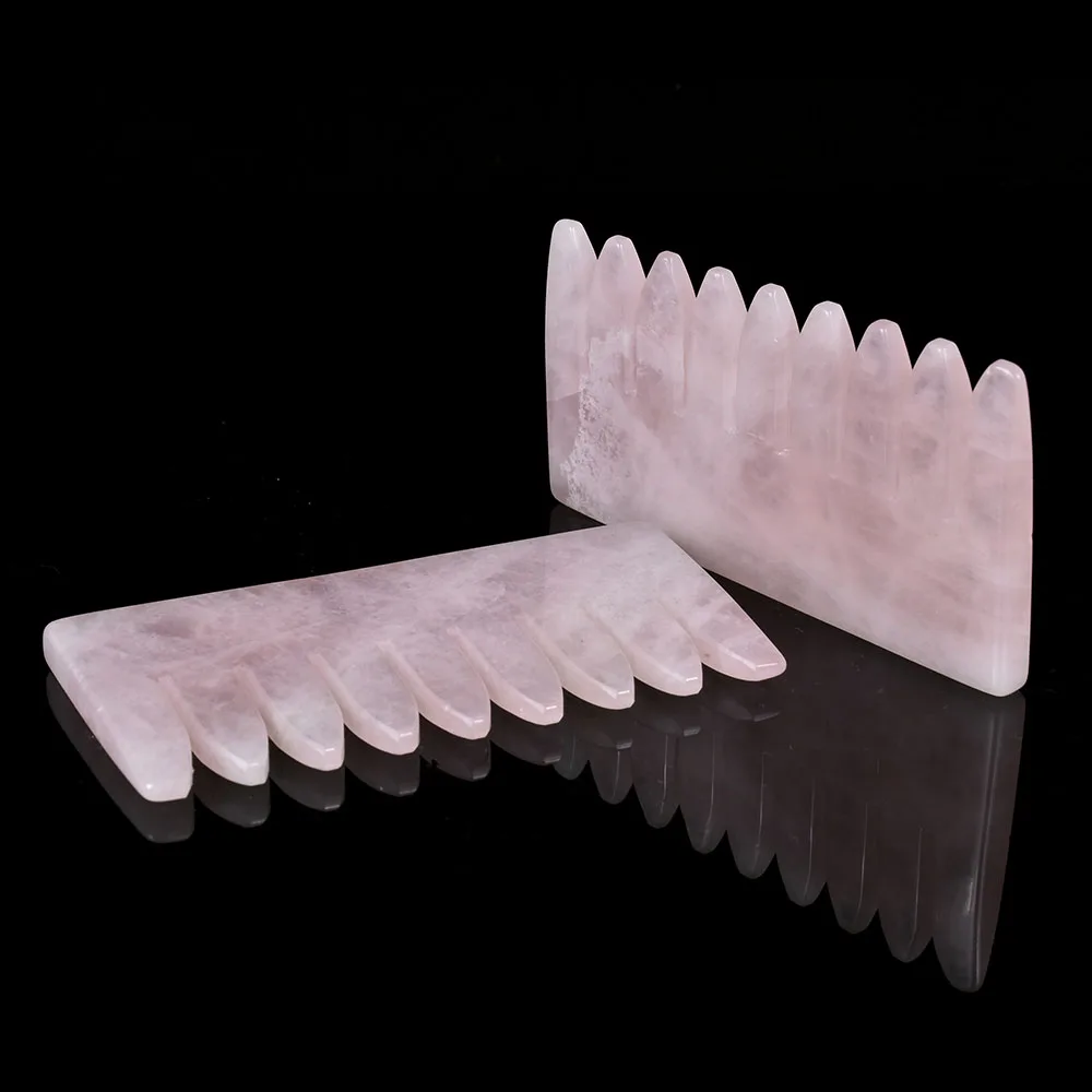 

Hot Selling!!! Customized Real Natural Crystal Stone Handmade Rose Quartz Hair Comb Crystal Physiotherapy Product Wholesale