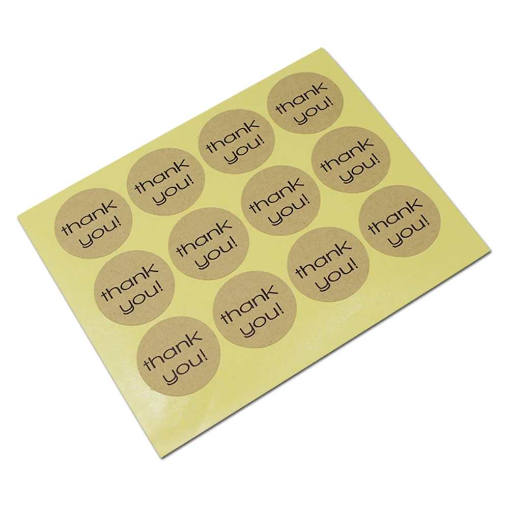 3cm 500Pcs/ Lot THANK YOU Round Design Kraft Paper Sticker Labels Seals