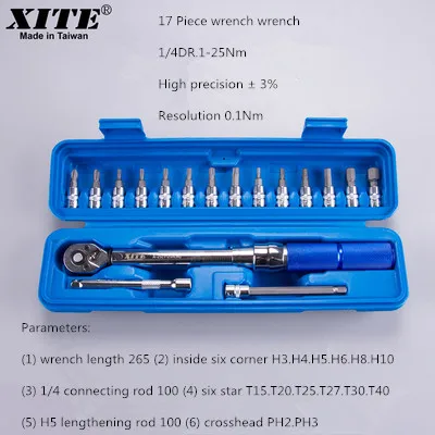 

Taiwan Imported XITE Preset Torsion Wrench Adjustable Wrench 1-25NM Kilogram Wrench Bicycle 2-20NM Bike Bicycle Repair Tools
