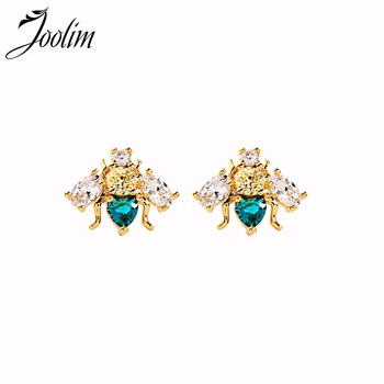 

Joolim High End Cooper Green Cubic Zirconia Bee Stud Earring Delicate Stud Earring