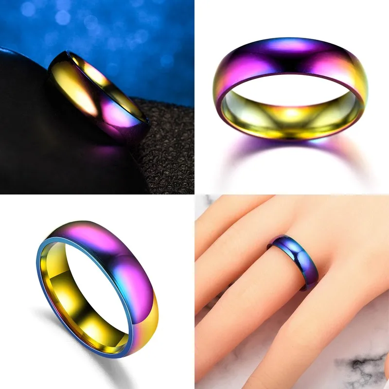 

1PCS Men Women 16-23mm Rainbow Ring Titanium Steel Ring Lose Weight Slim Ring Magnetic Therapy Health Care Jewelry
