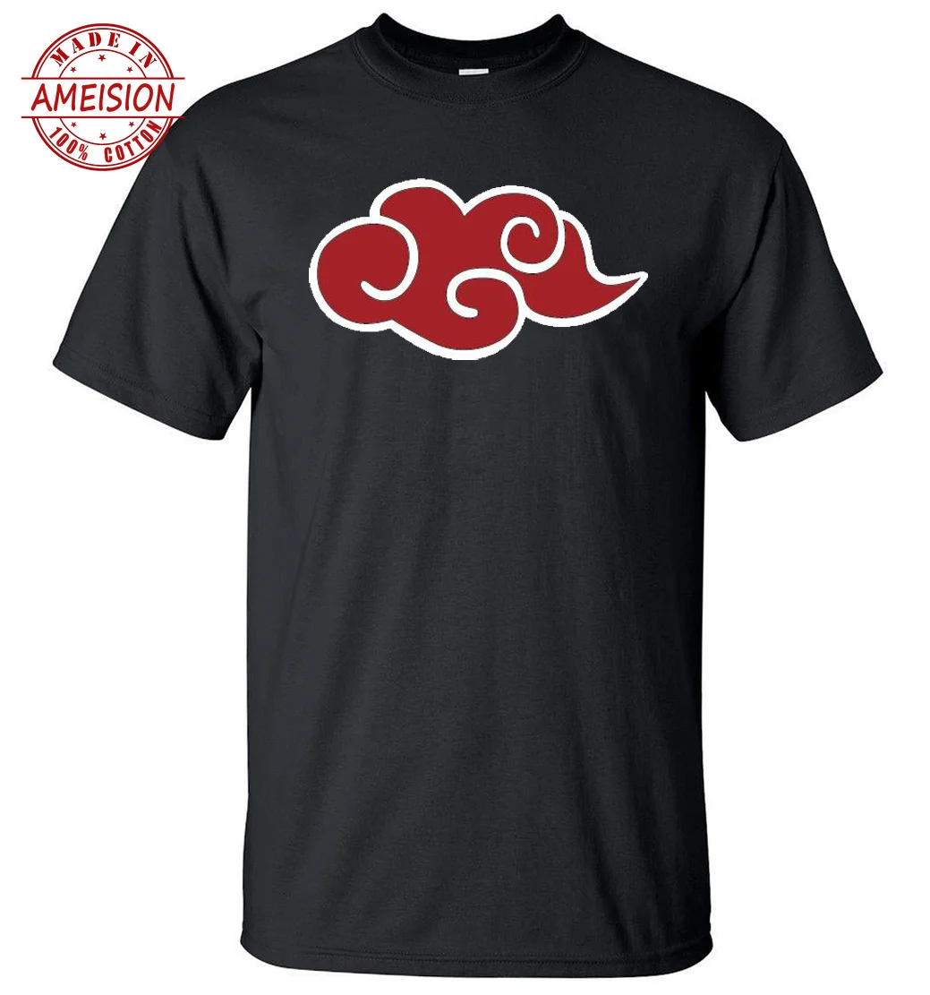 2019 Hot Sale Japanese Anime Naruto Akatsuki Red Cloud T Shirt Summer Men Short Sleeve Shirt 100% Cotton Loose Fit Male T-Shirts