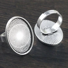 18x25 мм 5 шт. античные посеребренные латунные овальные Регулируемые кольца пустые/базовые, подходят 18x25 мм стеклянные кабошоны J3-03