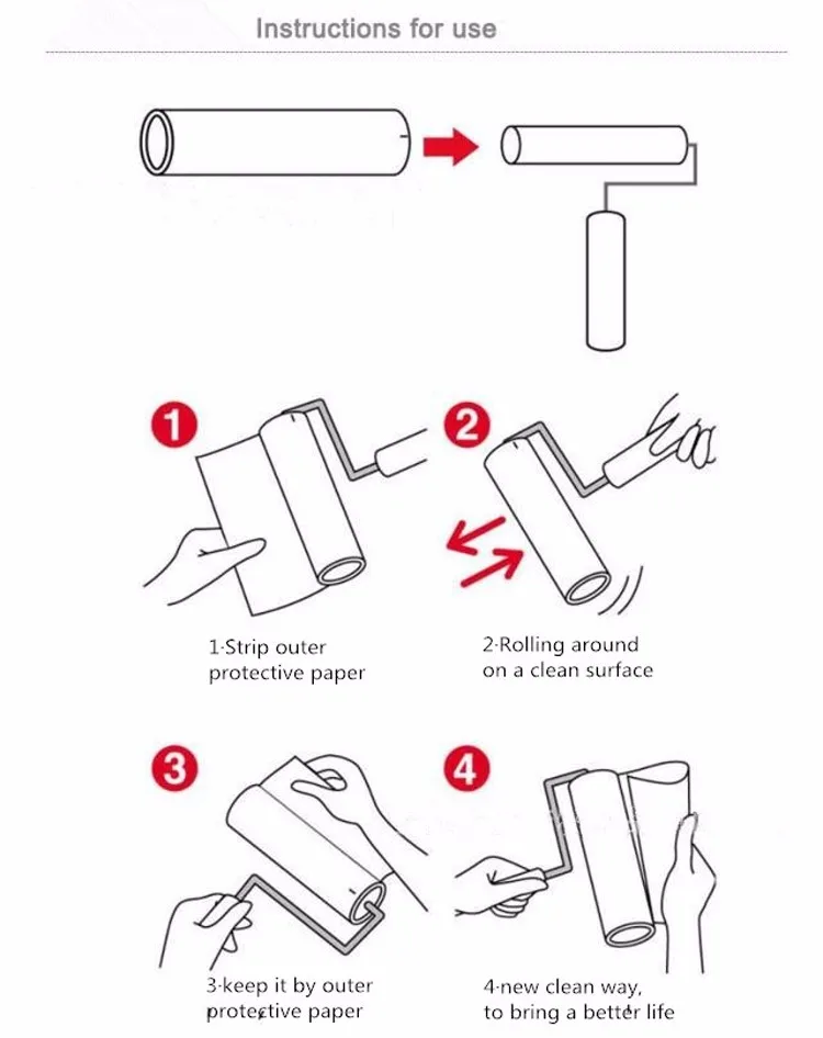 1 шт. Одежда Пыль рулон щетка липкая шерсть рулон замена бумаги слеза инструмент для очистки волос домашних животных 60 листов